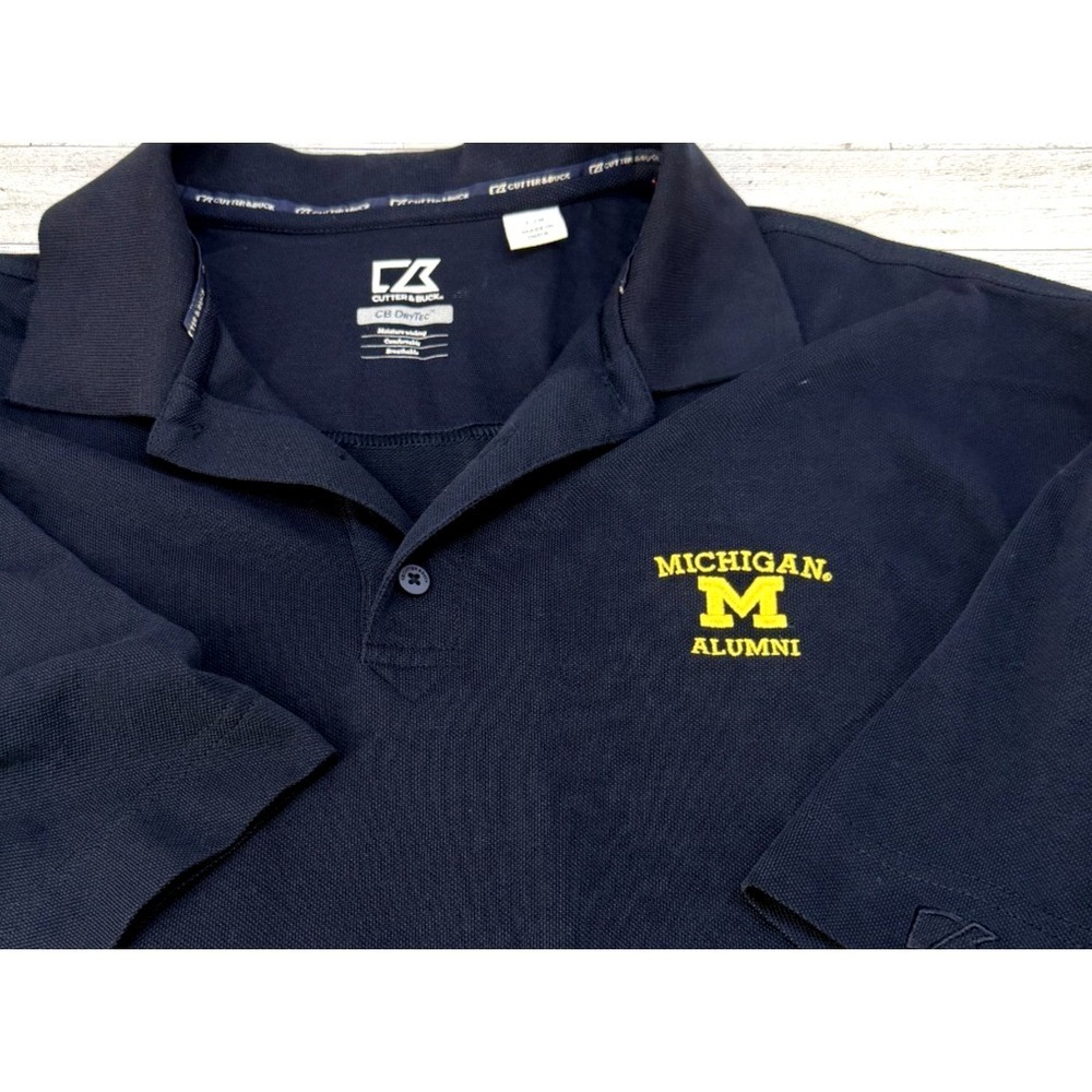 University of Michigan Alumni Cutter & Buck Dry-Tec Mens Polo‎ Golf Shirt LARGE